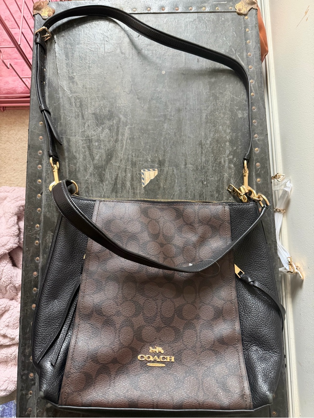 Coach Marlon Hobo brown black crossbody bag